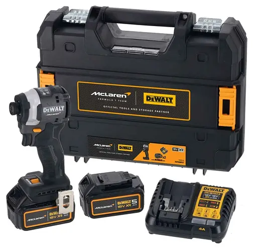 Шуруповерт ударный DeWalt McLaren F1 Team Limited Edition с АКБ и ЗУ DCF85MP2T - фото 1