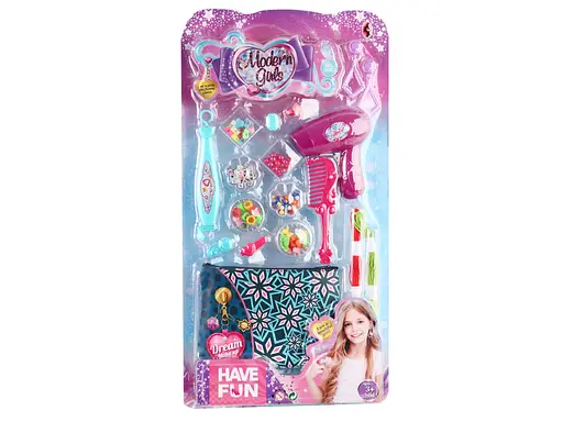 Набір перукаря, намистини, фен, гребінець, заколки