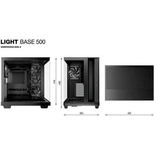 be quiet! Light Base 500 Корпус из закаленного стекла без блока питания, черный (BGW83) - фото 7