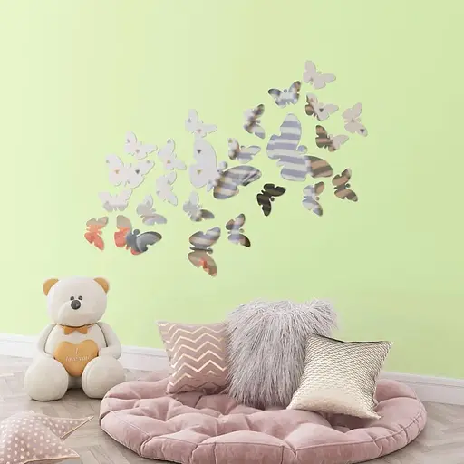 Дзеркальний декор Wall Sticker SW-00002521 акриловий самоклеючий Метелики 25 шт. срібло - фото 6