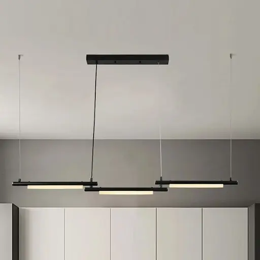 Унікальна підвісна люстра у чорному видовженому корпусі 121х13 см | Line F | Арт. MJ318-1500L BK - фото 1