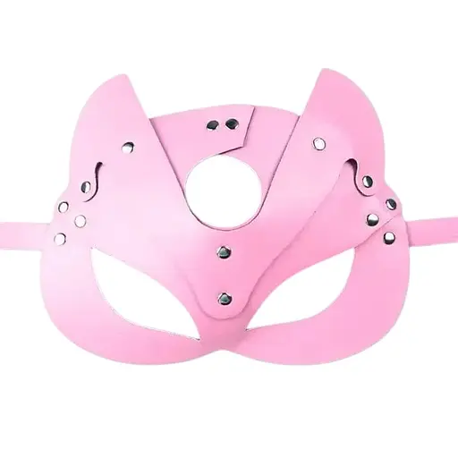Маска кішки з екошкіри для рольових ігор One Size рожева