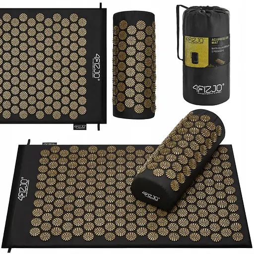 Коврик акупунктурный с валиком 4FIZJO Classic Mat Аппликатор Кузнецова Black/Gold (P-5907739314987) - фото 1