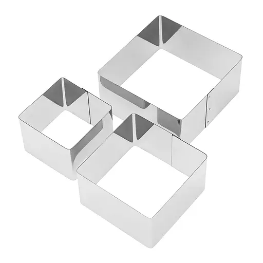 Набір квадратних металевих форм викладки салатів, десертів та гарніру та висічки тіста, Master Class Металлик 83804 - фото 9