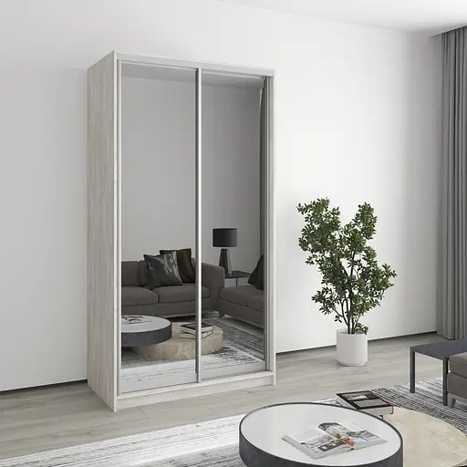 Шафа-купе дводверна MebelStar Стандарт AL 2 Дзеркала 110x45x210 см Аляска сірий (MBS-2505)