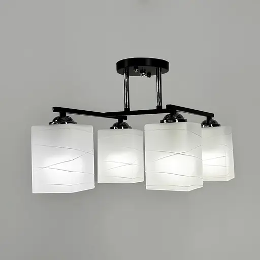 Прямокутний плафонний світильник на 4 лампи в чорному корпусі 43х29 см | Арт. 6944/4 BK+CH | Line F - фото 6