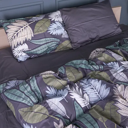 Комплект постільної білизни MirSon Leaves Сатин 160х220 см фіолетовий (2200012535417) - фото 2