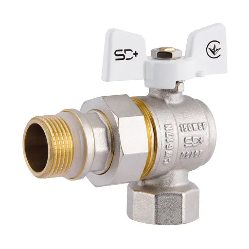 Кран кульовий з американкою SD з антипротіканням кутовий 3/4"зв PN40 SD901NW20PN40 - фото 1