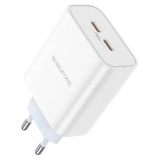 Адаптер блок – зарядное устройство Borofone BA73A Young 35 W 2 порта Type-C - фото 1