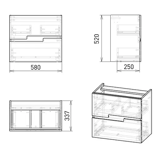 Тумба з умивальником Volle Aiva 60 см 15-68-60 Білий - фото 4