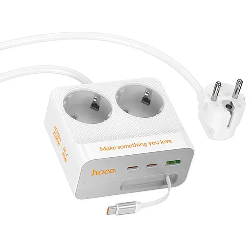 Подовжувач Hoco AC28 Descanso (PD45W/1C/3A/2xSocket) (2m) White