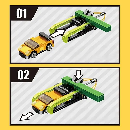 Конструктор детской машинки WOMA набор из 8 штук с катапультой из коллекции автомобили 560 деталей - фото 7