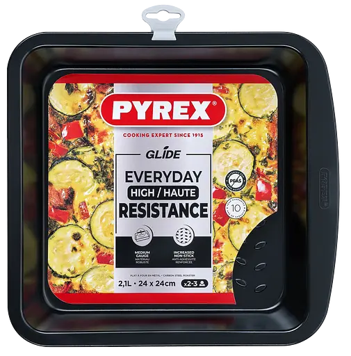Форма Pyrex Glide металлическая квадратная 24х24см (GL24SR6/8046) - фото 3