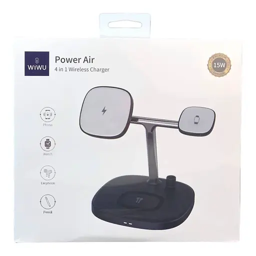 Бездротове зарядне для айфона годинника навушників WiWU M8 4 in 1 wireless charger - фото 1