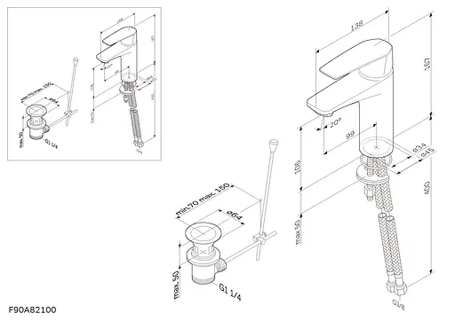 Змішувач для умивальника з донним клапаном AM.PM Gem F90E82100 - фото 8