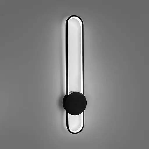 Видовжене бра Line F у металевому чорному корпусі 60 см Арт. W009/600 BK - фото 4