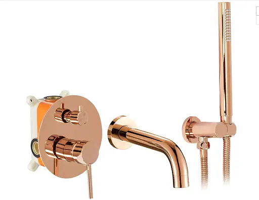 Смеситель для ванны Rea Lungo + Box скрытого монтажа rose gold REA-B6930 Теплый закат - фото 1