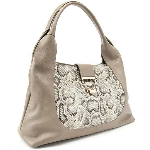 Жіноча містка шкіряна сумка на плече із вставкою рептилія Tavinchi CH-555B-R