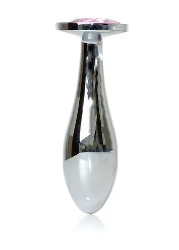 Анальна пробка Jewellery Silver Plug Clear M 9.2 см (рожевий) - фото 2