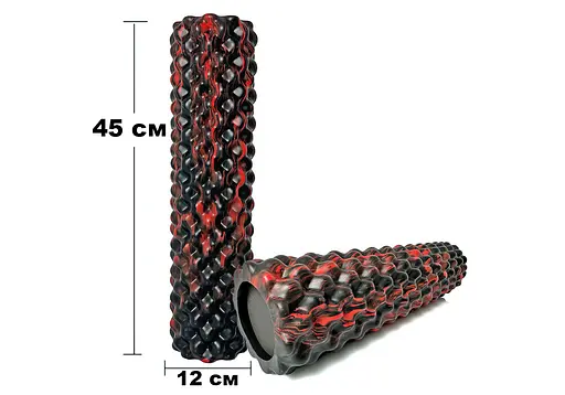 Масажний ролик EasyFit Bubbles 45 см Чорно-червоний (EF-2063) - фото 3