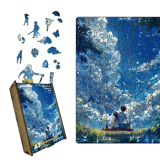 Пазл деревяний Аніме Зоряне Побачення, А5, Картонна коробка 35 елементів