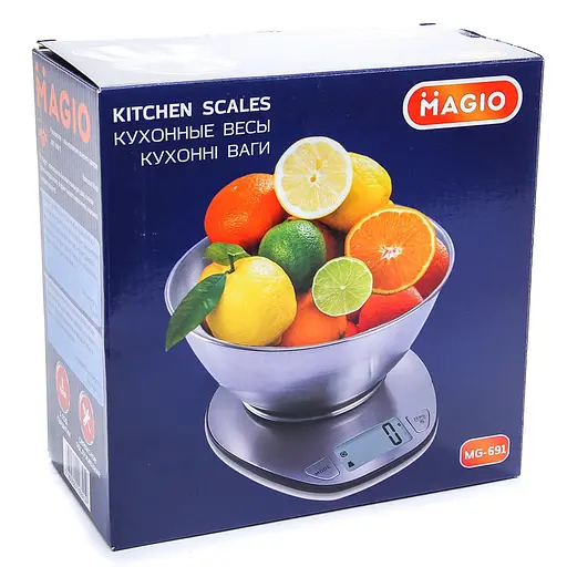 Кухонные настольные весы для взвешивания продуктов Magio MG-691 с чашей для дома кухни до 5кг. - фото 7