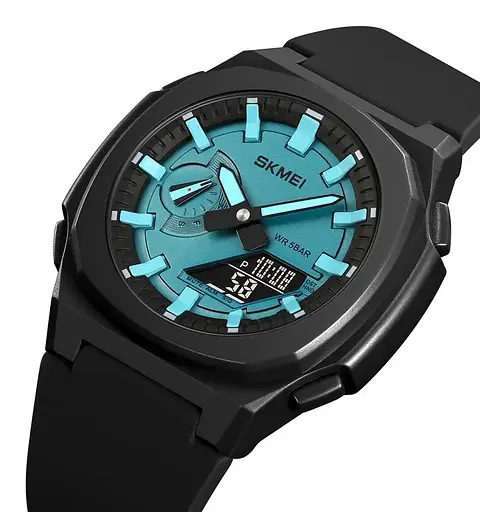 Годинник чоловічий наручний Skmei 2091 (Чорний/Блакитний/Чорний) - фото 3