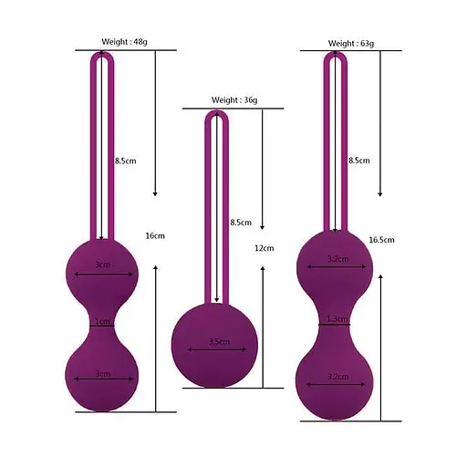 Комплект силіконових вагінальних кульок 3 шт. Фіолетовий - фото 5