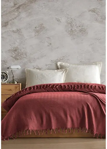 Плед-покривало Cotton SARRA бавовна бордовий євро 200х230 см TC303376075 - фото 1