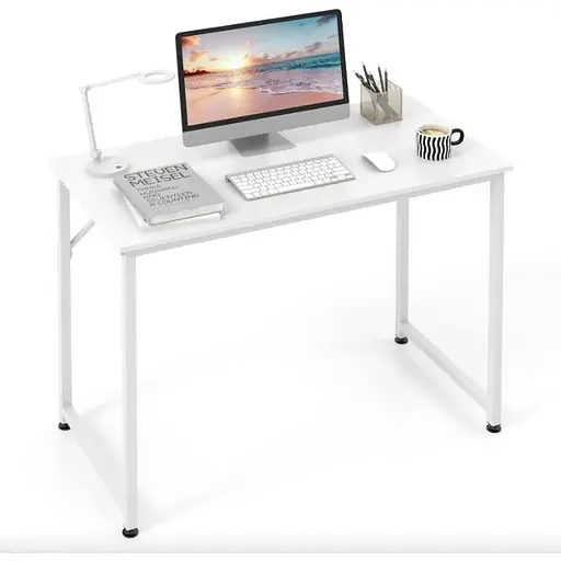 Компьютерный стол Costway Helena с металлическим каркасом белый - фото 3