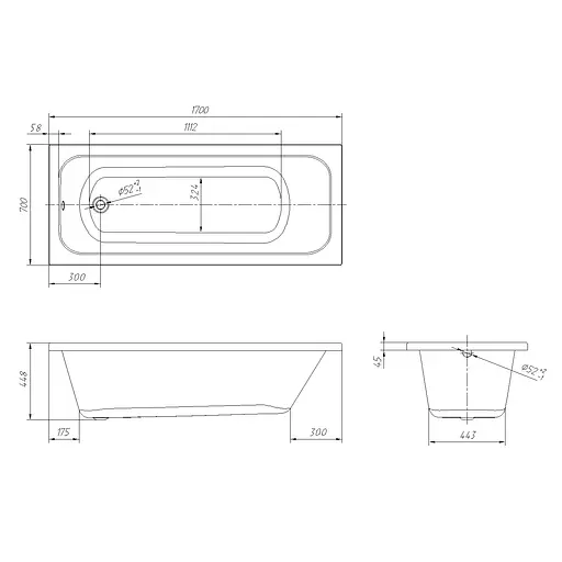 Ванна акриловая Volle Altea 170x70 TS-1770448 - фото 3