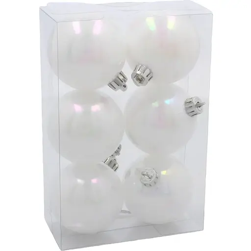 Комплект елочных шариков Chomik пластиковые 6 см белый перламутр 6 шт. (GIF3696)