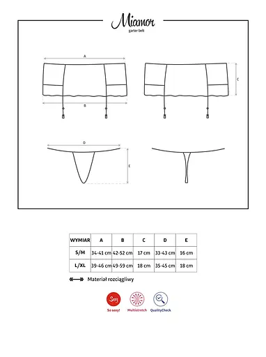 Пояс с подвязками и стринги Obsessive Miamor L/XL черный - фото 4