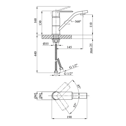 Змішувач для раковини Kroner KRM Armada - W011 (CV024324) - фото 7