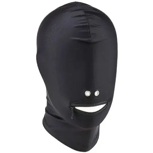 Функциональная маска БДСМ с разрезом для рта One size черная K000168