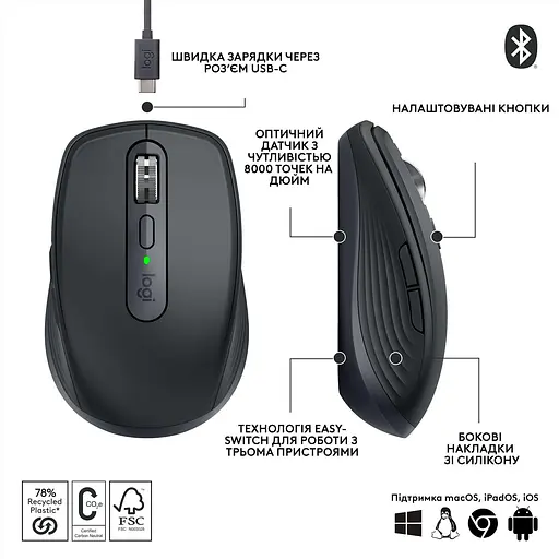 Бездротова миша Logitech MX Anywhere 3S Wireless Graphite (910-006929) - фото 6