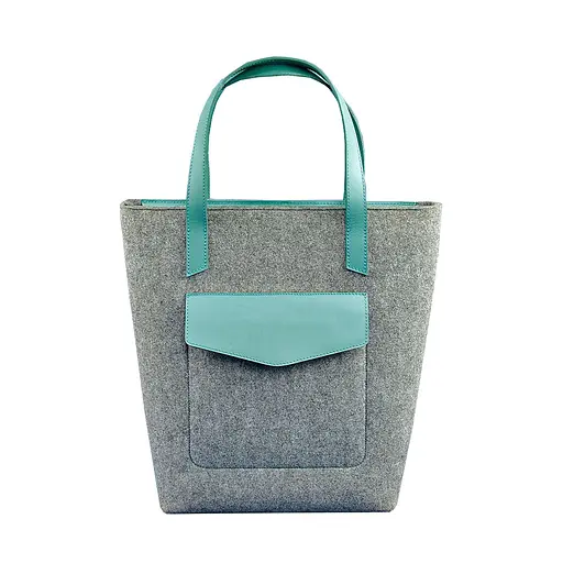 Фетрова жіноча сумка Шоппер D.D. з шкіряними бірюзовими вставками - фото 7