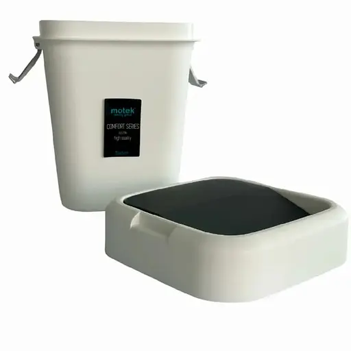 Мусорное ведро Motek на 8 л с поворотной крышкой 22.5х22.5х30 см Белый (COB-410)  - фото 4