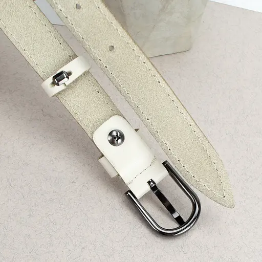 Ремень женский кожаный молочный SF-2006 (120 см) узкий - фото 5