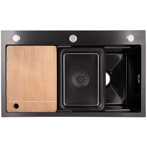 Кухонная мойка встроенная Lidz Handmade H7545B Decor Black PVD Honeycomb 3,0/1,0 мм LDH7545BDECPVD48373 - фото 1