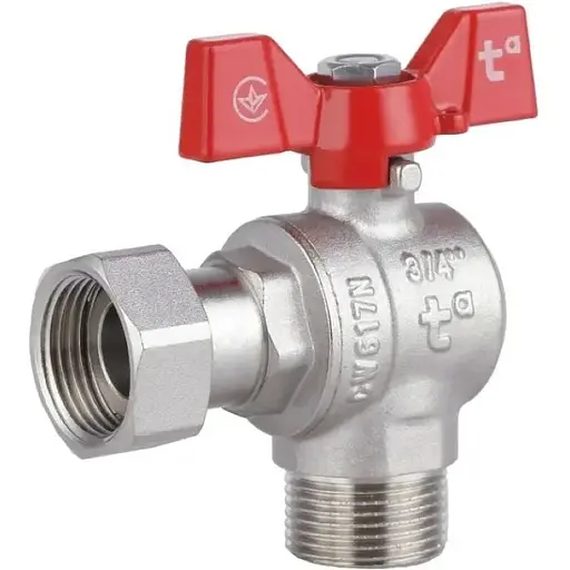 Кран шаровой Thermo Alliance Forte 3/4" ВН угловой, PN40, с накидной гайкой, бабочка SF224W20 - фото 1