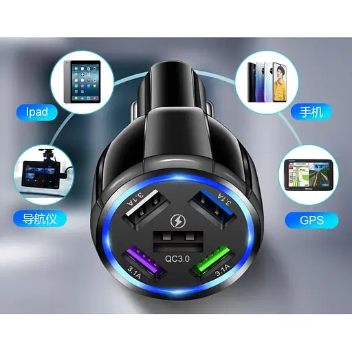 Автомобильное зарядное устройство DK 5USB Quick Charge 3.0 75W (BK-359) black - фото 8