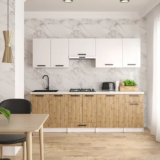 Кухня модульная MebelStar Nika 2,4 м Аляска белый/Дуб тахо (MBS-1471)