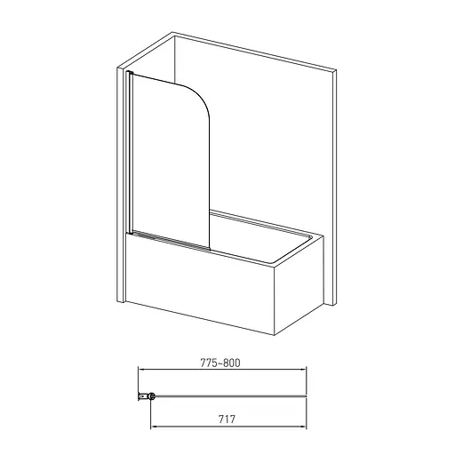 Шторка для ванни Volle 80 см 10-11-100 - фото 2