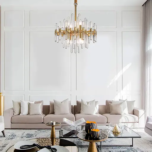 Люстра-реплика Alinar Crystal на 8 ламп (диаметр 60 см) Line.F MJ 139/8 GD - фото 1