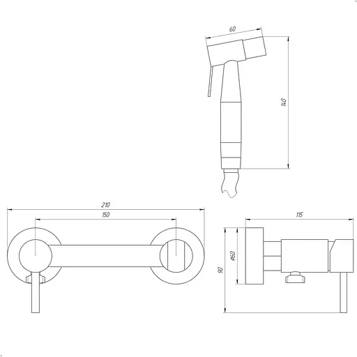 Змішувач для гігієнічного душу зовнішнього монтажу 150 мм Globus Lux SBT-6SS-106MIX, Нержавіюча сталь - фото 6