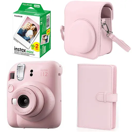 Набор камера Fujifilm Instax Mini 12, Фотобумага 20шт, Чехол, Фотоальбом 108 фото Розовый - фото 1