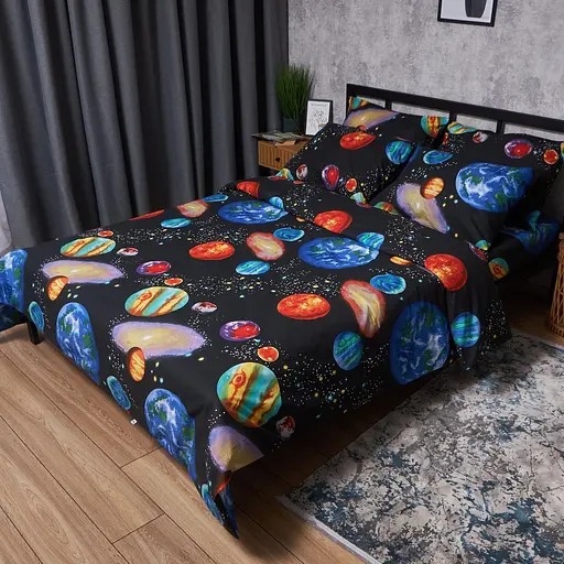 Постільний набір Moon&Star (простирадло 220х240 см + 2 наволочки 40х60 см) Бязь Gold Люкс Universe Magic - фото 1