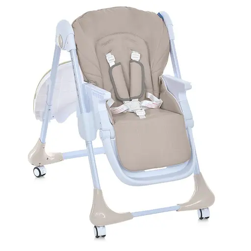 Стульчик M 3233L Taupe Beige для кормления с регулируемой спинкой, высотой и колесами, бежевый - фото 8