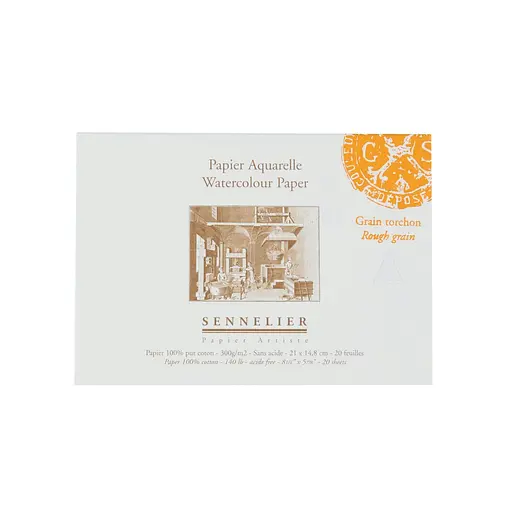 Склейка для акварели Sennelier, 20 листов, крупное зерно, 300 г/м, 21x14,8 см